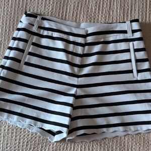 Anne Klein Black and White High Waist Striped Shorts